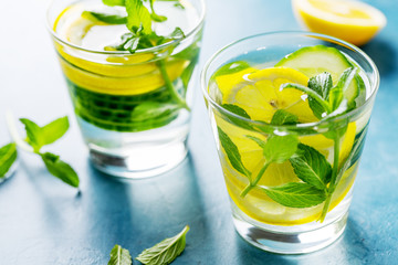 Infused healthy water drink in glasses