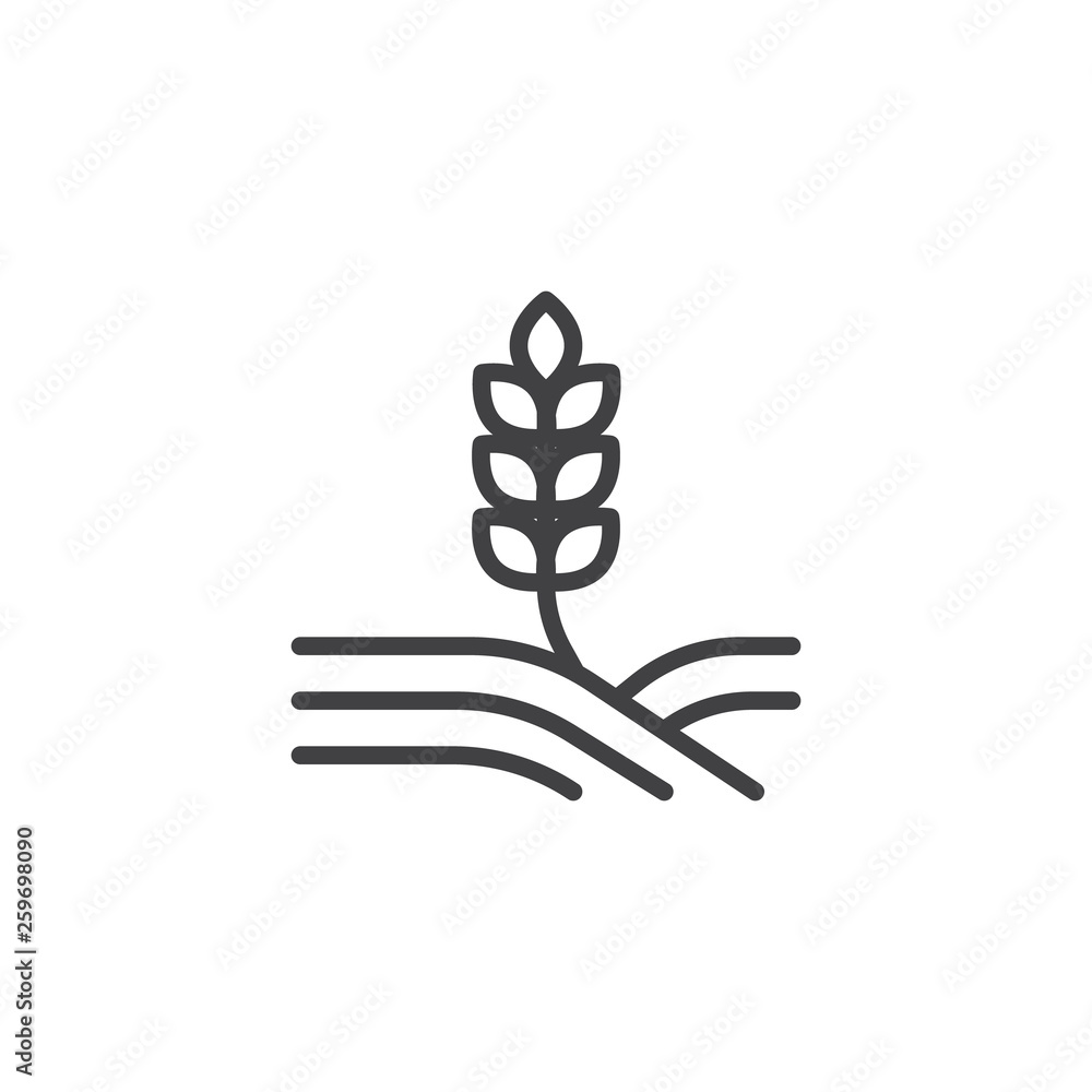 Poster wheat field line icon. linear style sign for mobile concept and web design. ear of wheat growing in 