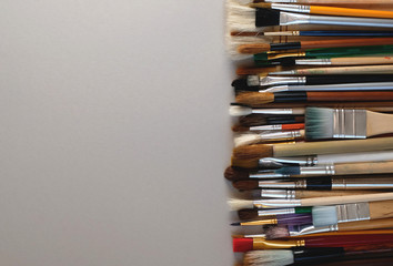 Heap of various paintbrushes