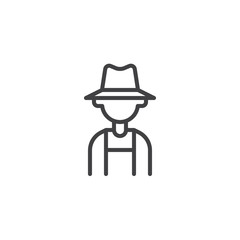 Fototapeta premium Farmer man avatar line icon. linear style sign for mobile concept and web design. Gardener silhouette outline vector icon. Agriculture symbol, logo illustration. Pixel perfect vector graphics