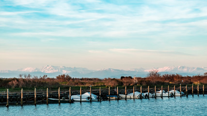 Naklejka premium Spring sunset in the lagoon of Grado