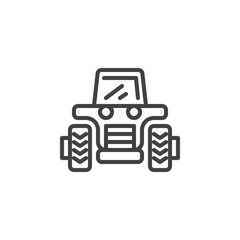 Farm transport line icon. Agricultural tractor linear style sign for mobile concept and web design. Harvester, combine truck outline vector icon. Symbol, logo illustration. Pixel perfect vector 