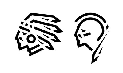 Native American logo, chief and warrior. Vector illustration.