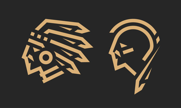 Native American logo, chief and warrior. Vector illustration.