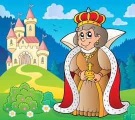 Happy queen near castle theme 5