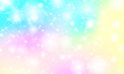 Unicorn rainbow background. Holographic sky