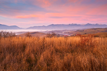 Fog in the valley of Turiec region in Slovakia.