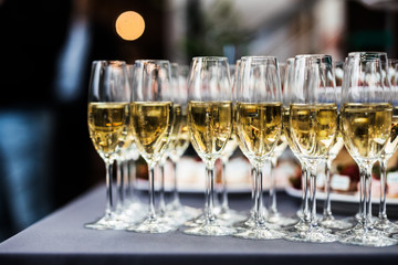 glasses of champagne on table