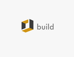 Creative logo abstract 3d cube for construction company