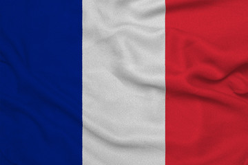 Flag of the France from the factory knitted fabric. Backgrounds and Textures