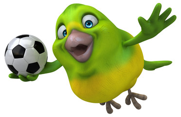 Fun green bird - 3D Illustration