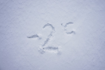 minus 2 degree celsius written into a snow background