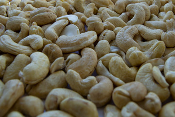Cashew nut for background and texture with angled view