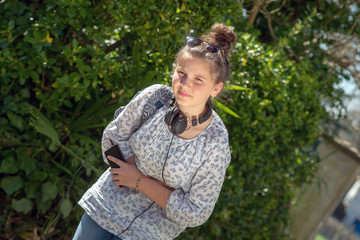 Fototapeta premium young teenager girl has a stomach ache