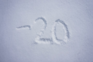 minus 20 degree celsius written into a snow background