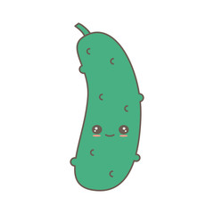 cute cartoon vector cucumber isolated on white background