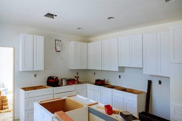 Home improvement kitchen view installed in a new kitchen cabinet