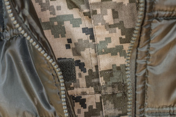 Closeup of military uniform surface