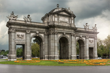 Fototapeta na wymiar The door of Alcalá a symbol of the city of Madrid in Spain