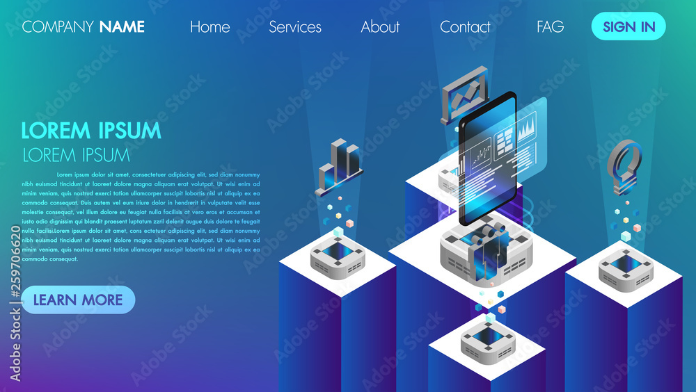 Poster virtual reality business communication concept with technology connect intelligence icon.can use for