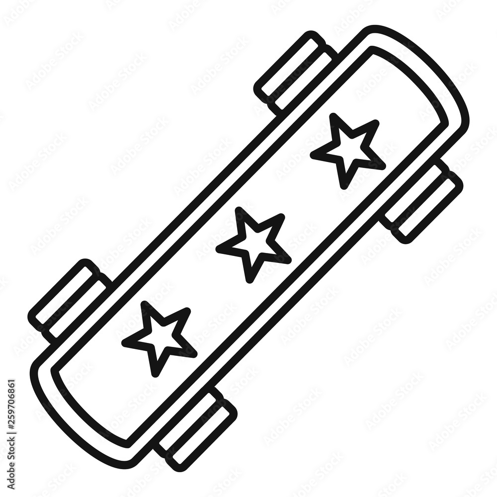Poster top view skateboard icon. outline top view skateboard vector icon for web design isolated on white b