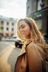 walk at sunset around the city