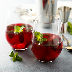 Red berry cocktail with fresh mint