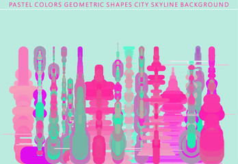 Modern city life abstract background, banner. Flat design. Vector design with geometric shapes. City skyline, conceptual vector illustration.