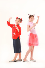 Asian girl on white background