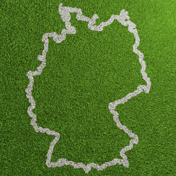 Deutschlandkarte Umriss auf Fußball Rasen