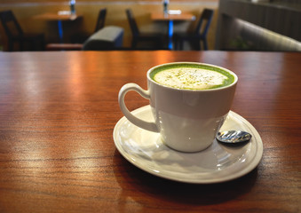 Hot matcha latte.