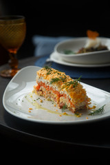 Traditional Russian Mimosa salad
