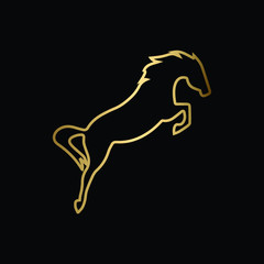 Fototapeta na wymiar Creative Minimal Linear Jumping Horse Logo Design | Linear Horse Icon