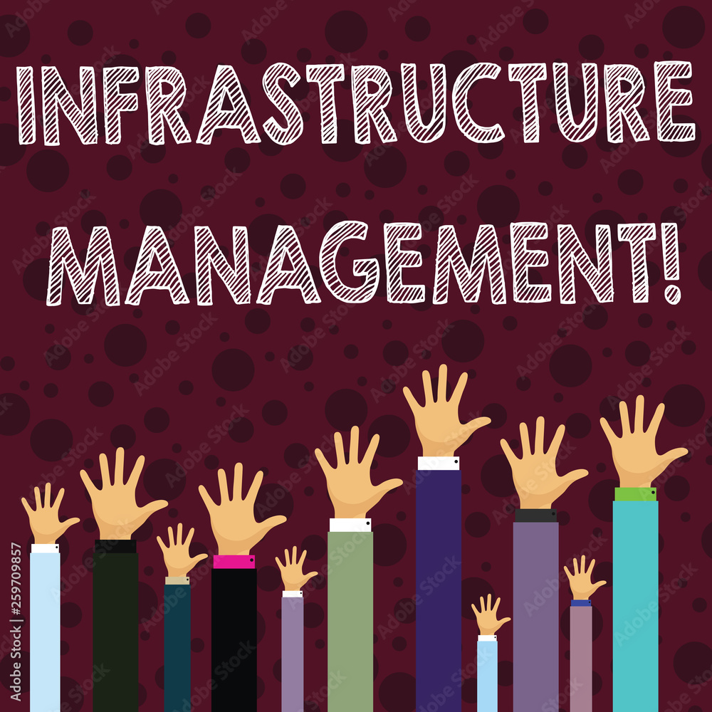 Poster writing note showing infrastructure analysisagement. business concept for basic physical and organiz