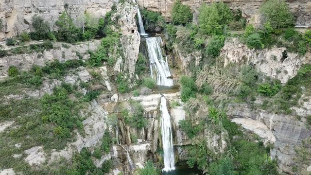 waterfall on Sant Miquel del Fai in the Spain.