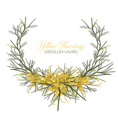 Golden Grevillea Floral Wreath Vector