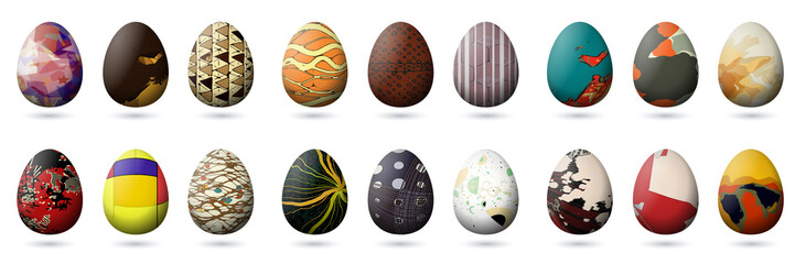 Easter egg set with hipster design texture 