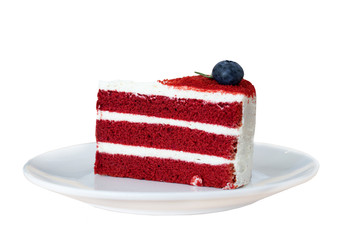  Isolated Red velvet cake on white background.