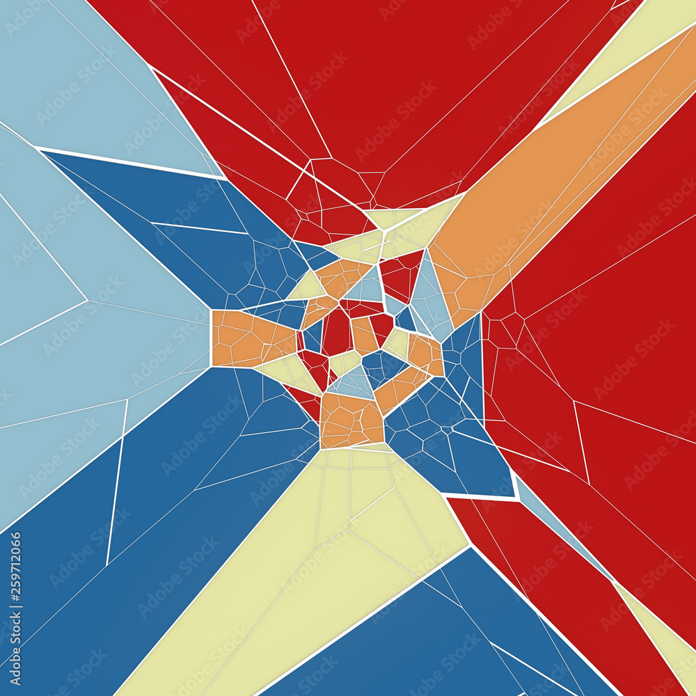 Aufkleber Abstract geometrical concept. Modern covers design with low poly tesselated pattern of multicolored shapes. 3d rendering