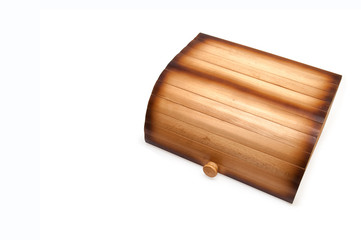 wooden breadbasket on white background