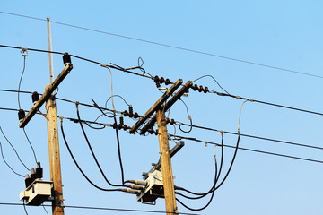 old electric pole and wires