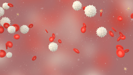 3D illustration of a blood with red cell white cell and platelet