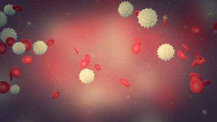 3D illustration of a blood with red cell white cell and platelet