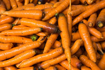 Fresh organic carrots at vegetables market