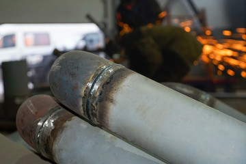 Welded joint of the new Du100 pipeline for an oil refinery in Russia