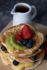 Pancakes on white plate