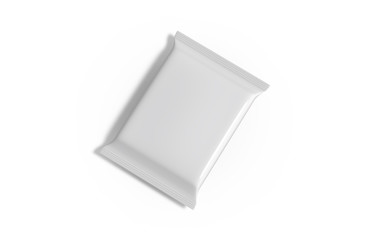 Blank White Foil Food Snack Sachet Bag Packaging For Chips, Coffee, Salt, Sugar, Pepper, Spices, Sachet, Sweets and Cookies. Mock Up Template On Isolated White Background, 3D Illustration