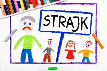 Kolorowy rysunek przedstawiający strajk nauczycieli - obrazy, fototapety, plakaty