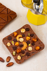  Craft milk chocolate bars with cashew nuts, pistachio, hazelnut