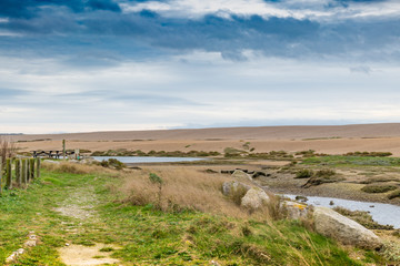 Chesil Beach Landside - High Contrast Dramatic Sky